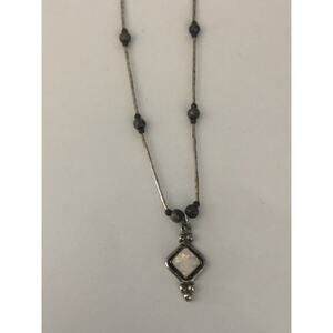 Vintage 5 Star Sterling Liquid Silver Opal Beaded Pendant 16” Necklace 925
